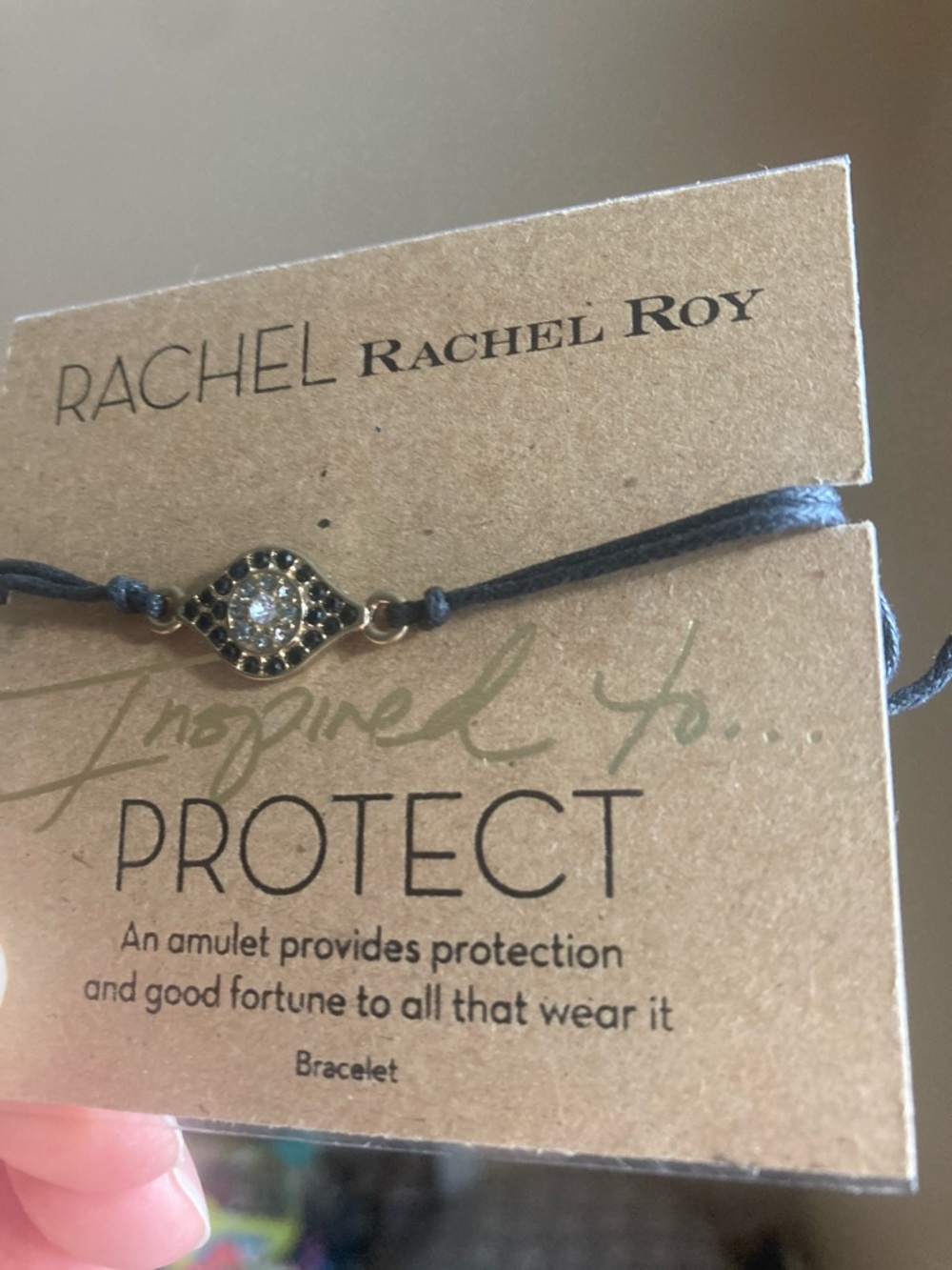 RACHEL Rachel Roy Black Cord Bracelet with Gold-Tone Eye Charm - Picture 3 of 6